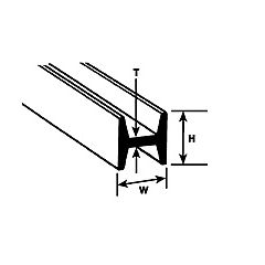 Plastruct - H-COLUMN FINELINE STYRENE 6.4x6.4x1.0MM 375MM 5X HFS-8