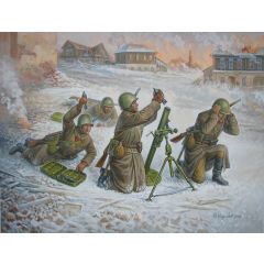 Zvezda - Soviet 82-mm Mortar W/crew (Winter Unif.) (Zve6208)