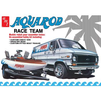 AMT - 1/25 AQUA ROD RACE TEAM 1975 CHEVY VAN BOAT en TRAILER