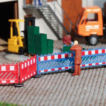 Busch - 1/87 SCHRANKENZAUN BLAU/ROT