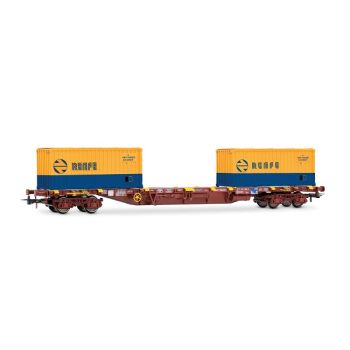 Electrotren - 1/87 RENFE MMC3 CONTAINERWAGEN 2X20FT CONTAINERS EP. IV