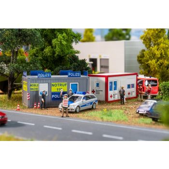 Faller - 1/87 POLITIE- EN DRK-KANTOORCONTAINER (01/25)*