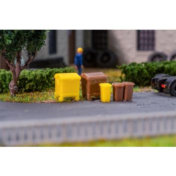 Faller - 1/160 AFVALEMMER SET, BRUIN EN GEEL (04/25)*