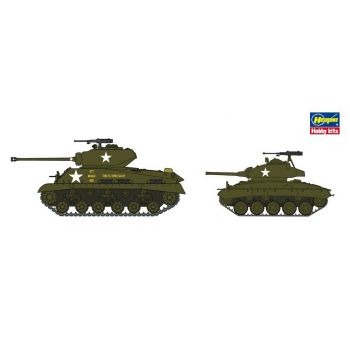 Hasegawa - 1/72 M4A3E SHERMAN en M24 CHAFFEE 2 KITS 30068 (3/23) *