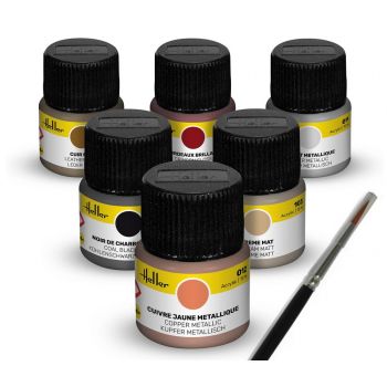 Heller - HELLER COLOUR SET OLDTIMER ACRYLIC 6x12 ML + BRUSH