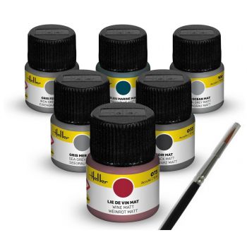 Heller - HELLER COLOUR SET NAVY ACRYLIC 6x12 ML + BRUSH