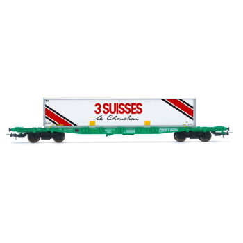 Jouef - 1/87 SNCF, 4-AXLE CONTAINER WAGON S70 ""3 SUISSES"" (05/25)*