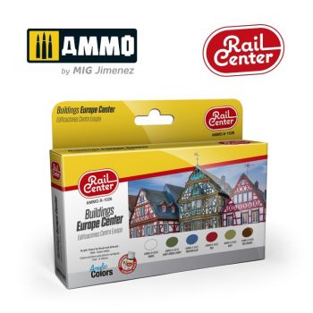 Ammo Mig Jimenez - RAIL CENTER - BUILDINGS EUROPE CENTER 15ML 6 JARS