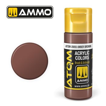 Ammo Mig Jimenez - ATOM ACRYLIC COLOR UMBER BROWN 20 ML