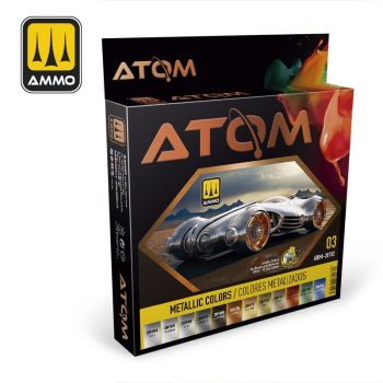 Ammo Mig Jimenez - ATOM ACRYLIC PAINT SET 3 METALLIC COLORS 12 JARS