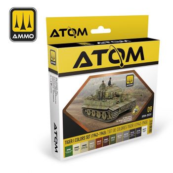 Ammo Mig Jimenez - ATOM ACR. PAINT SET TIGER I COLORS 1942/45 12 JARS (9/24) *