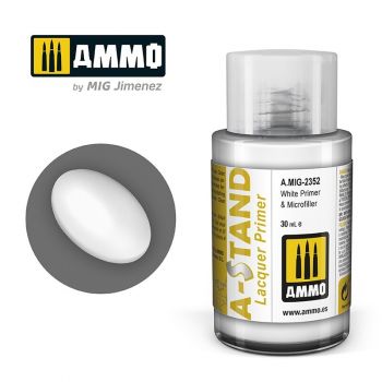 Ammo Mig Jimenez - AMMO A-STAND WHITE PRIMER en MICROFILLE 30ML JAR