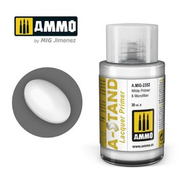 Ammo Mig Jimenez - AMMO A-STAND WHITE PRIMER en MICROFILLE 30ML JAR