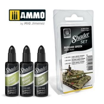 Ammo Mig Jimenez - SHADER SET RUSSIAN GREEN 3 JARS 10ML (3/23) *