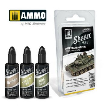 Ammo Mig Jimenez - SHADER SET AMERICAN GREEN 3 JARS 10ML (3/23) *