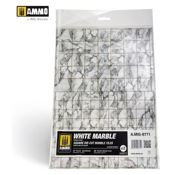 Ammo Mig Jimenez - MARBLE WHITE, SQUARE DIE-CUT TILES 2 PCS.