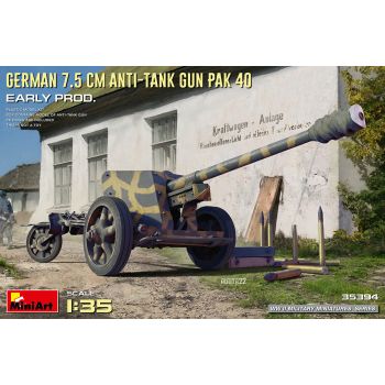 MiniArt - 1/35 GERMAN 7,5CM ANTI-TANK GUN PAK 40. EARLY PROD. (?/23) *