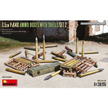 MiniArt - 1/35 7.5CM PAK40 AMMO BOXES WITH SHELLS SET 2 (5/23) *