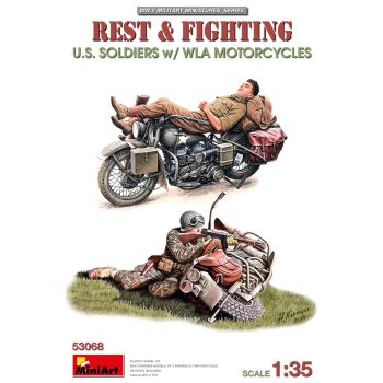 MiniArt - 1/35 REST en FIGHTING. U.S. SOLDIERS W/ WLA MOTORCYCLES