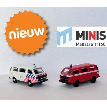 Minis - 1/160 Vw T3 2er Set Bus Politie En Brandweer (8/22) * - Mis-lc4354