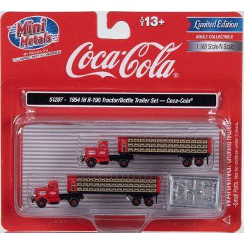 Mini Metals - 1/160 IH R-190 TRACTOR W/TRAILER COCA-COLA BOTTLES RED