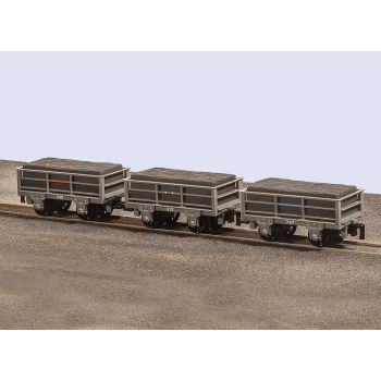 PECO - FR 2 TON SLATE WAGON UNBRAKED X 3, GREY