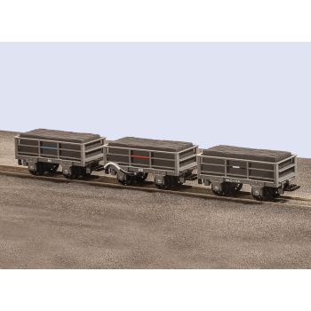 PECO - FR 2 TON SLATE WAGON UNBRAKED X 2, BRAKED X 1, GREY