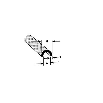 Plastruct - PROFILE HALF ROUND BUTYRATE GRAY 4.8x2.4x1.2MM 4X HP-3
