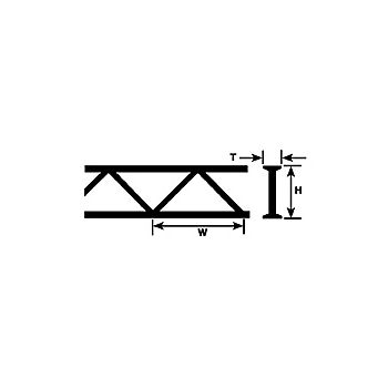 Plastruct - TRUSS OPEN WEB ABS D.GRAY 19.1x33.7x6.5MM 300MM 2X OWTA-24