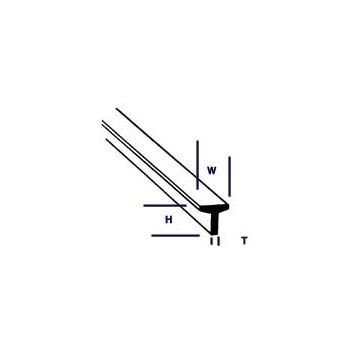 Plastruct - TEE FINELINE STYRENE 3.2x3.2x1.0MM 375MM 7X TFS-4