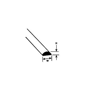 Plastruct - ROD HALF ROUND STYRENE 0.8x0.4MM 250MM 10X MRH-30