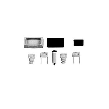 Plastruct - 1/100 BATHROOM SET POLY. MULTI 8X HLH-100