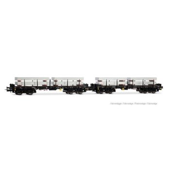 Rivarossi - 1/87 DB RMMS PLATTE WAGENS ALU LADING, 2-DLG, EP IV