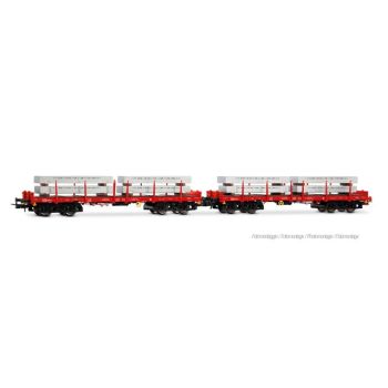 Rivarossi - 1/87 DBSR RMMS PLATTE WAGENS ALU, 2-DLG, EP VI