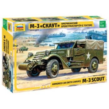 Zvezda - 1/35 ARMOURED CAR WITH CANVAS M-3 SCOUT (8/23) *