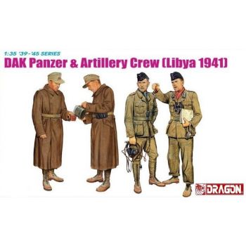 Dragon - 1/35 Dak Panzer En Artillery Crew Libya 1941 (10/21) *dra6693