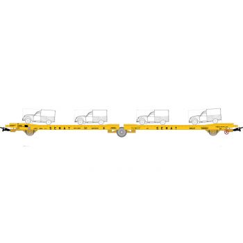 Electrotren - Renfe 3-axle Flat Wagon Ladks Grey 2cv Correos Iv (6/21) * - ELE-HE6035