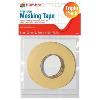 Humbrol - Masking Tape Set 1 Mm / 3mm /6 Mm X 18 Mtr Rolls (7/20) * - HAG5110
