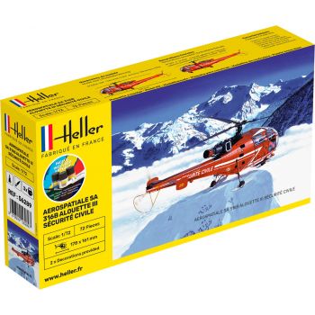 Heller - 1/72 Starter Kit 316b Alouette Iii Securite Civilehel56289