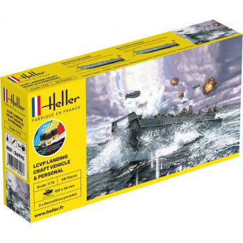 Heller - 1/72 Starter Kit Lcvp Landing Craft Vehicle En Personalhel56995