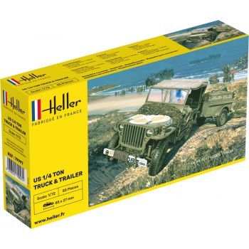 Heller - 1/72 Us 1/4 Ton Truck En Trailerhel79997