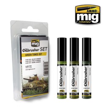Mig - Oilbrusher Green Tones Set 3 St. (Mig7502)