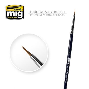 Mig - 2/0 Premium Marta Kolinsky Round Brush (Mig8601)