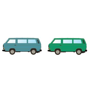 Minis - 1:160 Vw T3 2er Set Bus Grun+blau Metallic Serie (?/21) * - MIS-LC4347