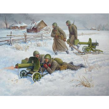 Zvezda - Soviet Machine-gun W/crew (Winter Uniform) (Zve6220)