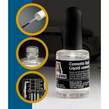 Italeri - Liquid Cement Plastic 15 Ml Large Synthetic Brush - ITA3989P